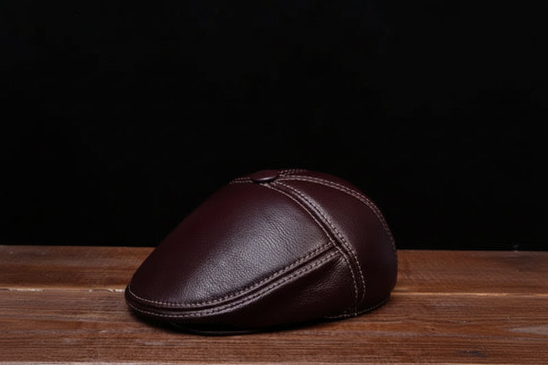 Sterling RY104 Cowhide Leather Flat Cap™  With Velvet Ear Flaps