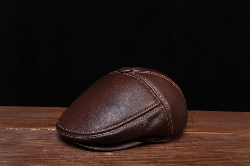 Sterling RY104 Cowhide Leather Flat Cap™  With Velvet Ear Flaps