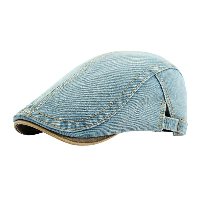 Sterling Denim Flat Cap™ Low Crown Denim Contrast Stitch