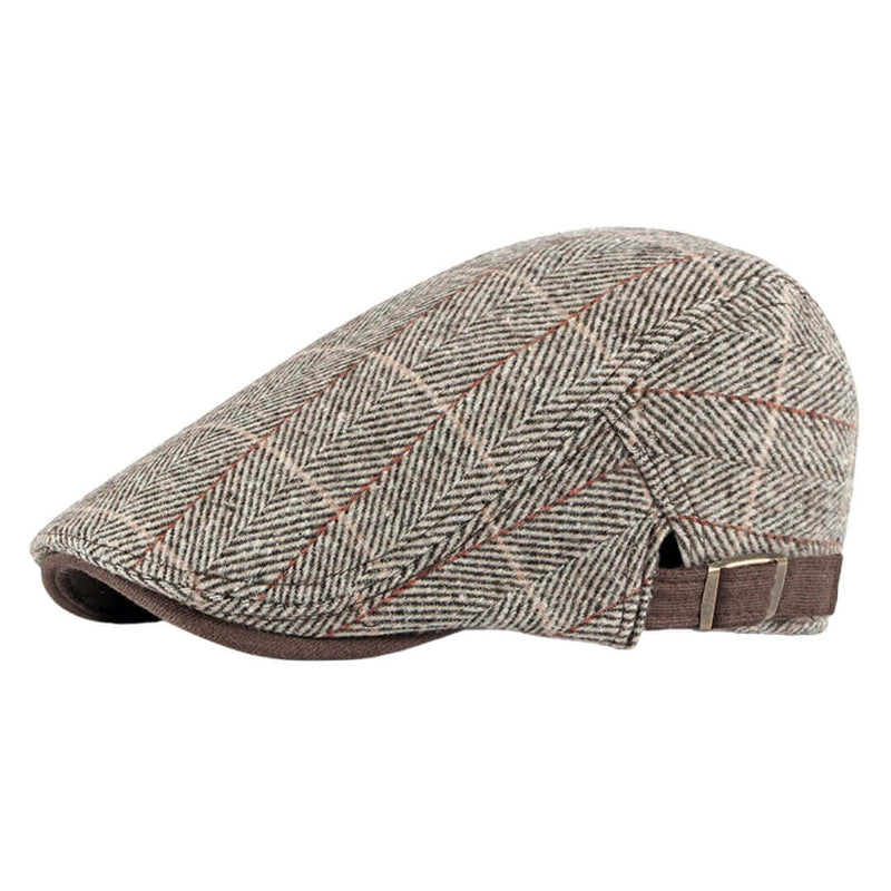Sterling Herringbone Cotton Knitted Flat Cap™ Lawton Cotton Brim