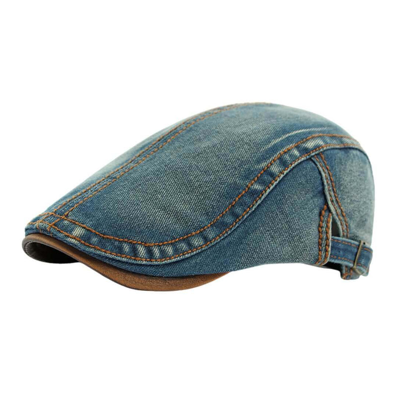 Sterling Denim Flat Cap™ Low Crown Denim Contrast Stitch