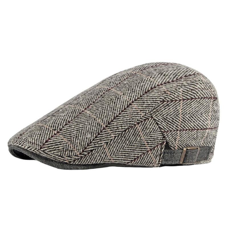 Sterling Herringbone Cotton Knitted Flat Cap™ Lawton Cotton Brim