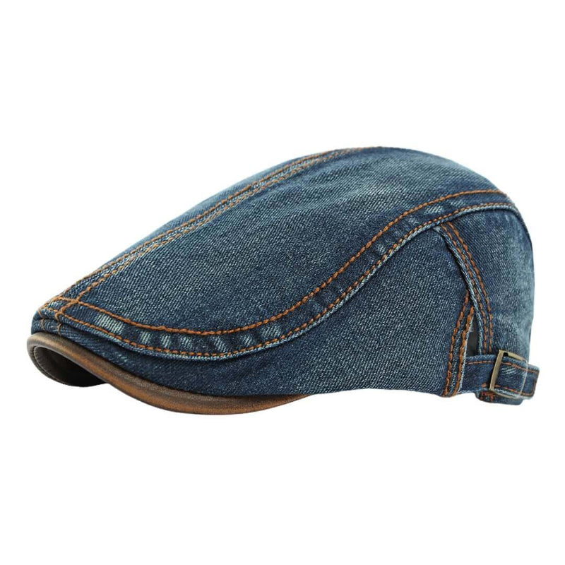 Sterling Denim Flat Cap™ Low Crown Denim Contrast Stitch