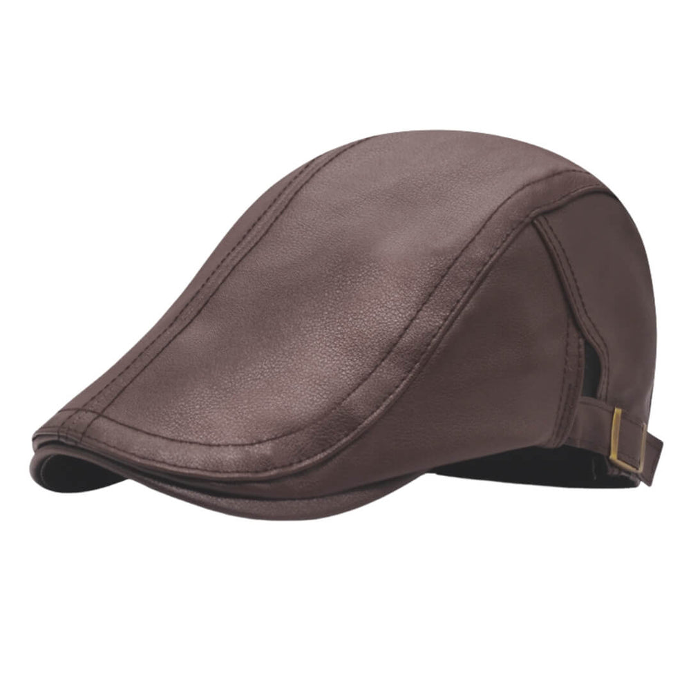 Sterling Leather Flat Cap™ Ivy Shape Brown Leather Side Buckle