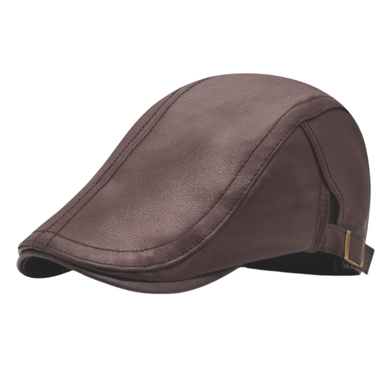 Sterling Leather Flat Cap™ Ivy Shape Brown Leather Side Buckle