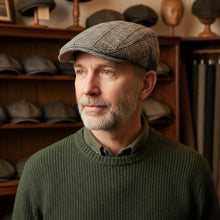Sterling Herringbone Cotton Knitted Flat Cap™ Lawton Cotton Brim