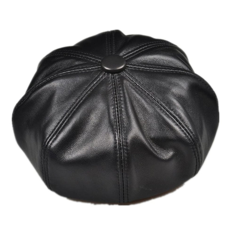 Sterling La Spezia™ Newsboy Cap Black Leather Eight Panel