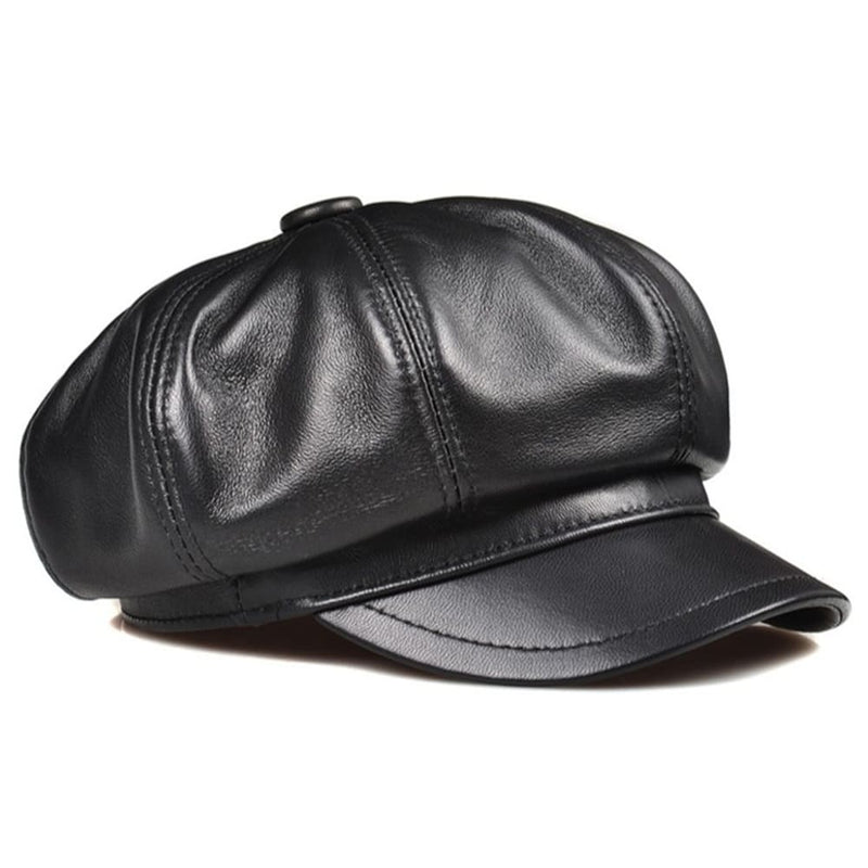 Sterling La Spezia™ Newsboy Cap Black Leather Eight Panel