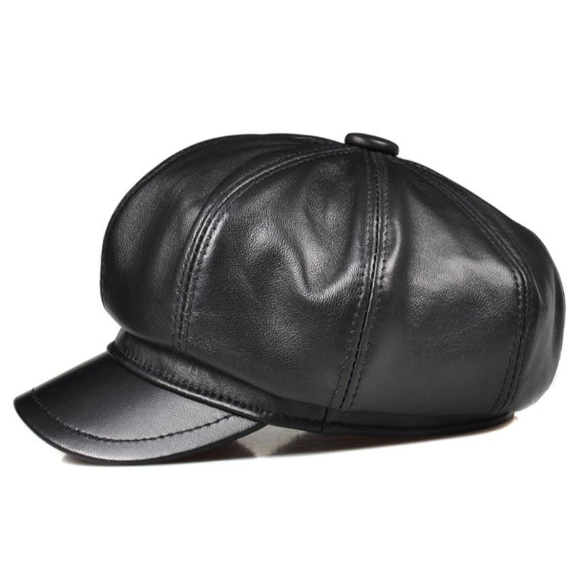 Sterling La Spezia™ Newsboy Cap Black Leather Eight Panel