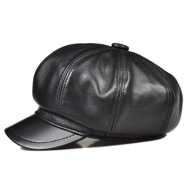 Sterling La Spezia™ Newsboy Cap Black Leather Eight Panel