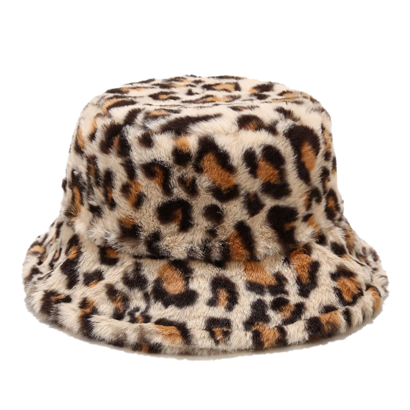Sterling Leopard Print Fur Bucket Hat™ Soft Fleece Adjustable