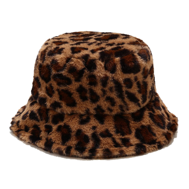 Sterling Leopard Print Fur Bucket Hat™ Soft Fleece Adjustable