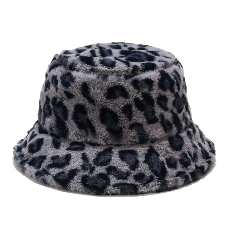 Sterling Leopard Print Fur Bucket Hat™ Soft Fleece Adjustable
