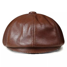Sterling Louis™ Leather Newsboy Cap Paneled Leather Crown