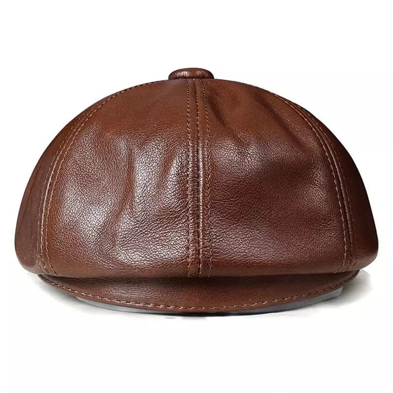 Sterling Louis™ Leather Newsboy Cap Paneled Leather Crown