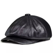 Sterling Louis™ Leather Newsboy Cap Paneled Leather Crown