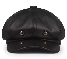 Sterling Louis™ Leather Newsboy Cap Paneled Leather Crown