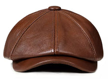 Sterling Louis™ Leather Newsboy Cap Paneled Leather Crown