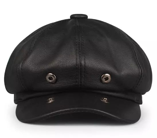Sterling Louis™ Leather Newsboy Cap Paneled Leather Crown