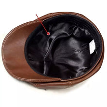 Sterling Louis™ Leather Newsboy Cap Paneled Leather Crown