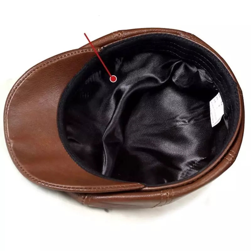 Sterling Louis™ Leather Newsboy Cap Paneled Leather Crown