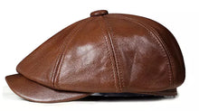 Sterling Louis™ Leather Newsboy Cap Paneled Leather Crown