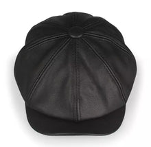 Sterling Louis™ Leather Newsboy Cap Paneled Leather Crown