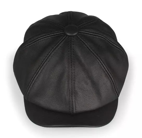 Sterling Louis™ Leather Newsboy Cap Paneled Leather Crown