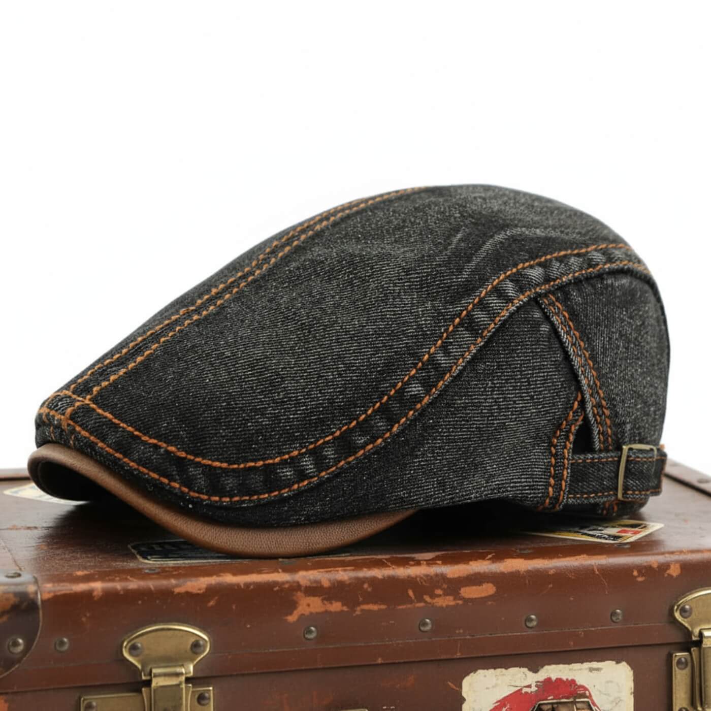 Sterling Denim Flat Cap™ Low Crown Denim Contrast Stitch