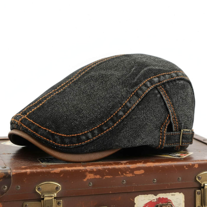 Sterling Denim Flat Cap™ Low Crown Denim Contrast Stitch