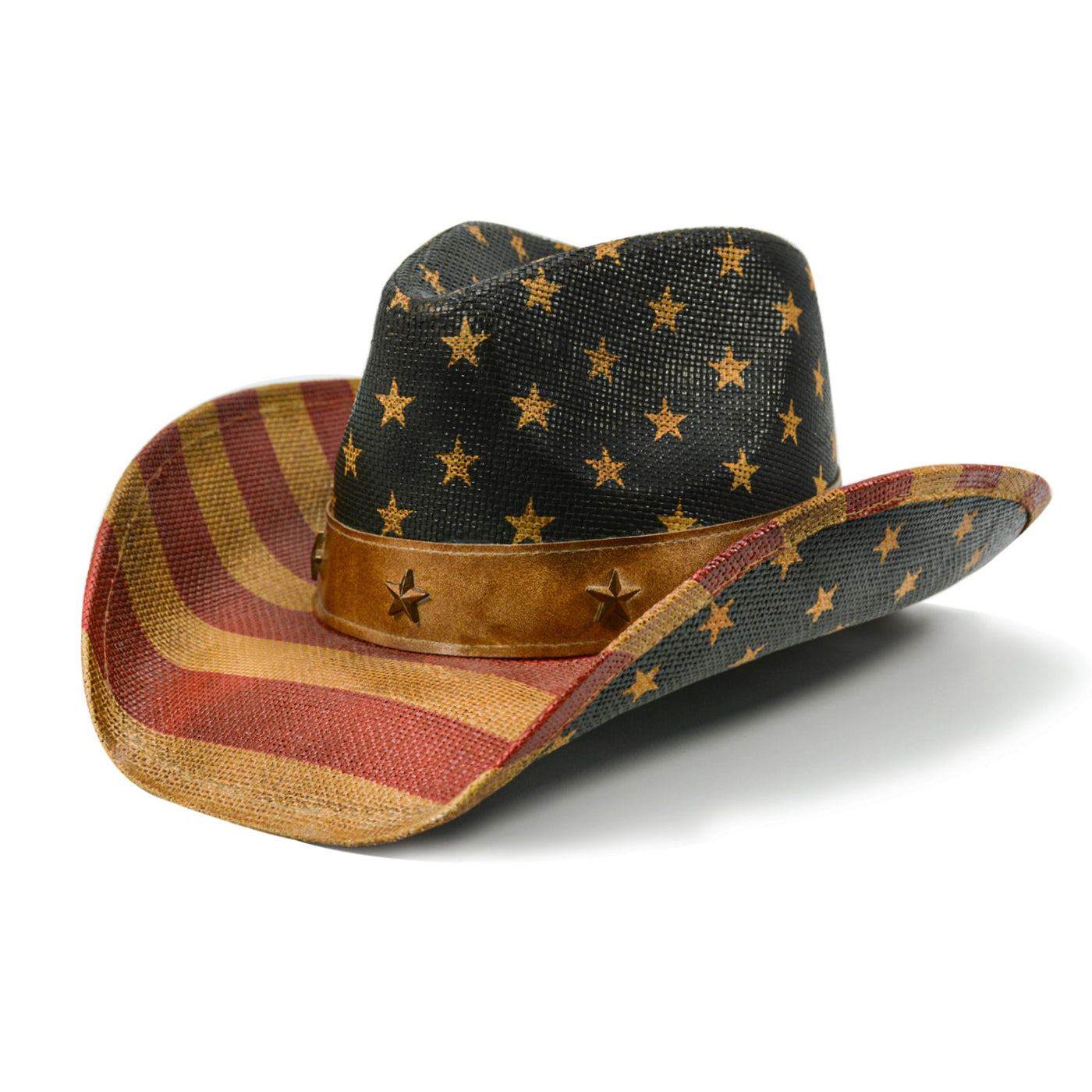 Sterling Vintage USA Flag Cowboy Hat™ Tea Stained Western Brim