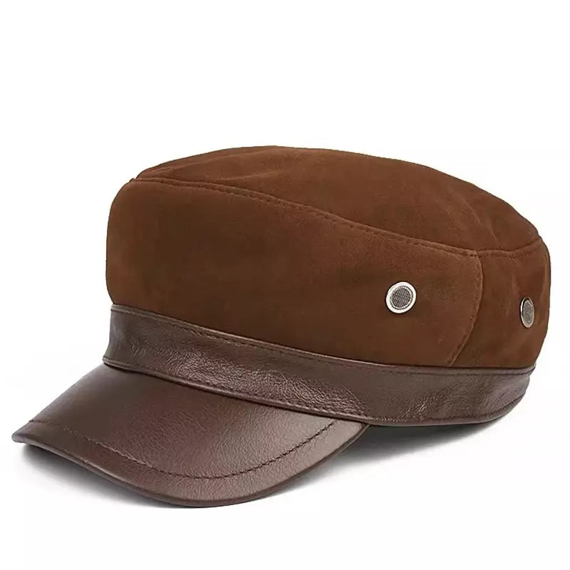 Sterling Napier™ Sailor Cap Leather Visor Suede Crown