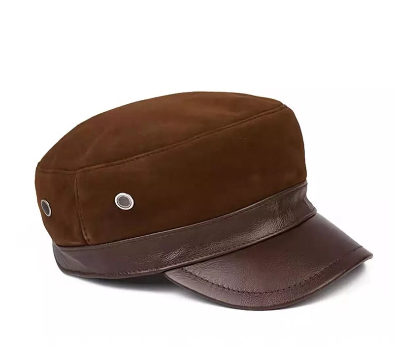 Sterling Napier™ Sailor Cap Leather Visor Suede Crown