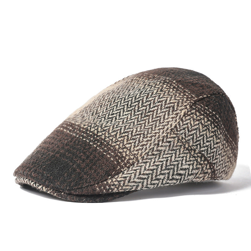 Sterling Retro Checkered™ Cheesecutter Linen Plaid Flat Cap
