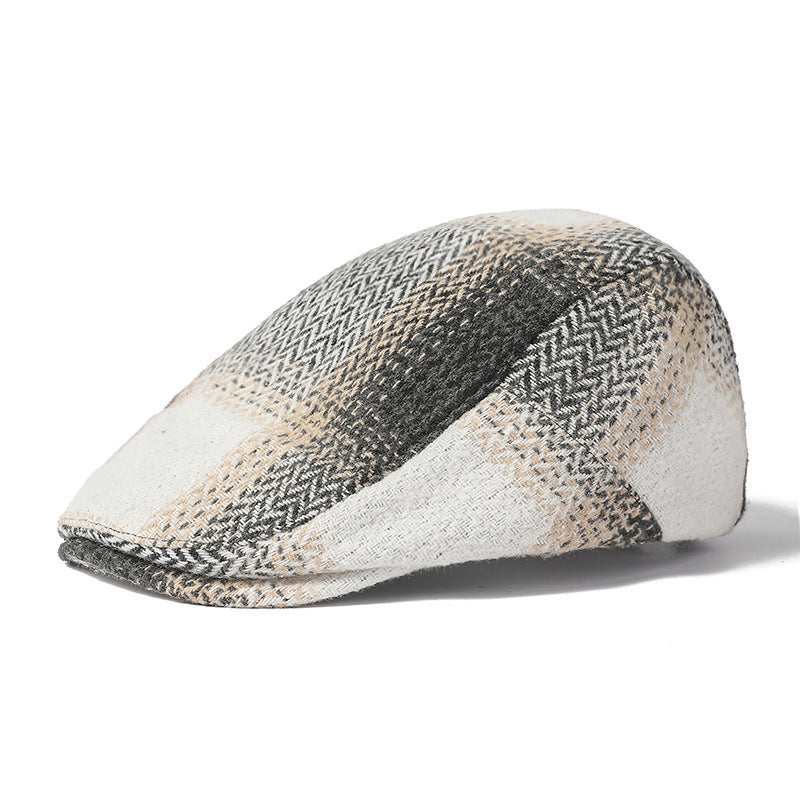 Sterling Retro Checkered™ Cheesecutter Linen Plaid Flat Cap