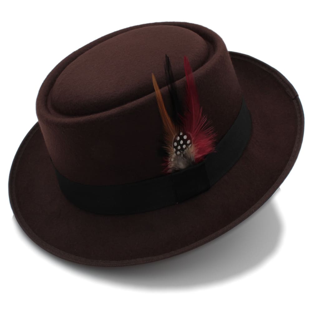 Sterling Rozzi Wool™ Pork Pie Hat Short Brim Feather Trim