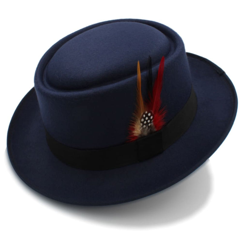 Sterling Rozzi Wool™ Pork Pie Hat Short Brim Feather Trim
