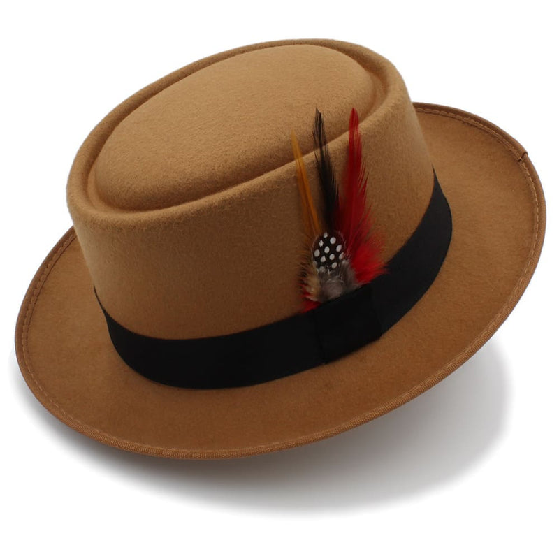 Sterling Rozzi Wool™ Pork Pie Hat Short Brim Feather Trim