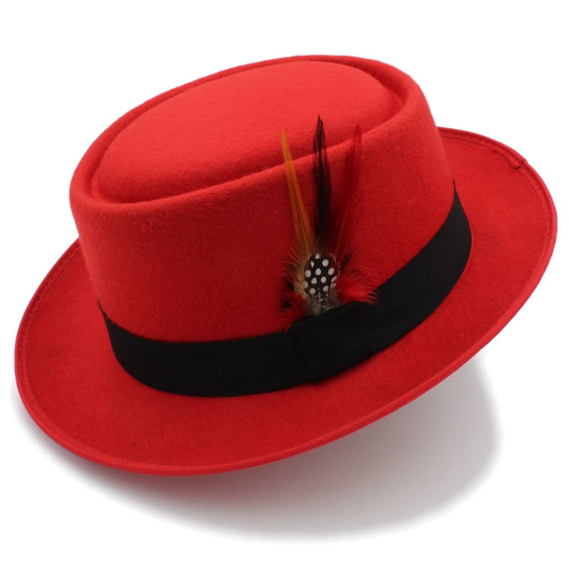 Sterling Rozzi Wool™ Pork Pie Hat Short Brim Feather Trim