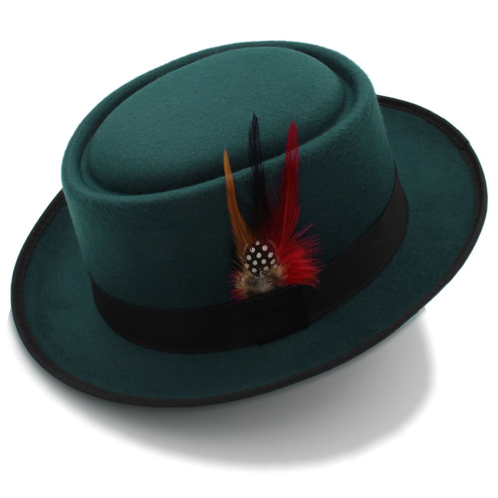 Sterling Rozzi Wool™ Pork Pie Hat Short Brim Feather Trim