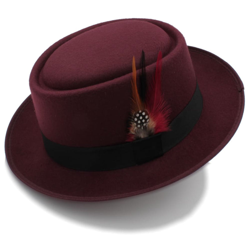 Sterling Rozzi Wool™ Pork Pie Hat Short Brim Feather Trim