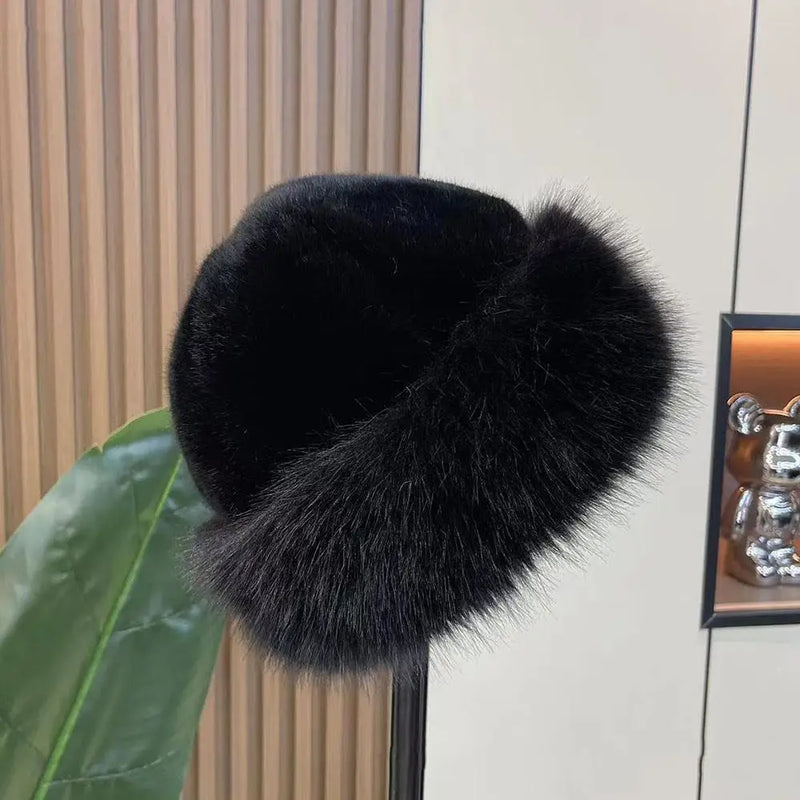 Sterling Plush Faux Fur Winter Hat With Wide Brim