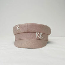 Sterling Octavia Cotton Octagonal Newsboy Cap™  With Letter Detail