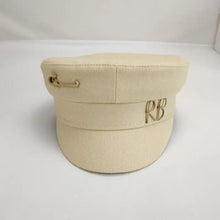 Sterling Octavia Cotton Octagonal Newsboy Cap™  With Letter Detail