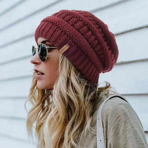 Sterling Satin Lined Cable Knit Beanie™ Chunky Slouchy Design