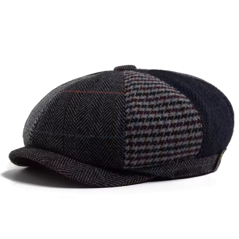 Sterling Vintage Newsboy™ Octagonal Herringbone Elastic Cap