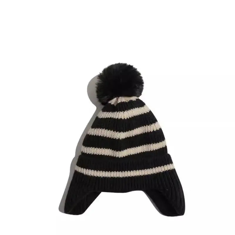 Sterling Marlow Striped Knit Earflap Beanie™ with Pom Pom