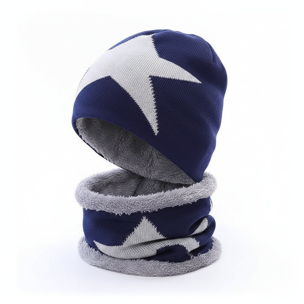Sterling™ Kids Knit Beanie and Scarf Set - Star Pattern