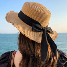 Sterling Riviera Bow™ Straw Sun Hat Frayed Edge Edition