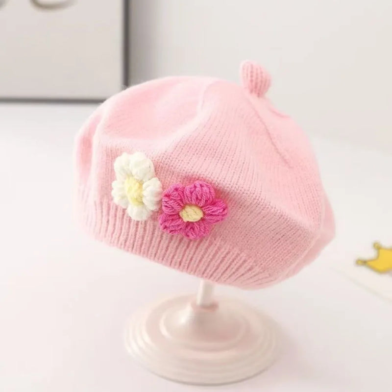 Sterling Petalyn Toddler Knit Beret™ with Floral Accent